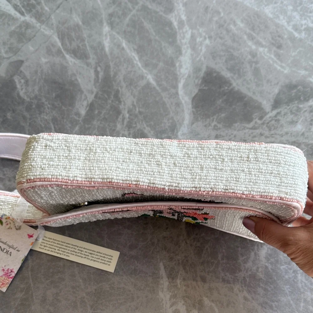 T.J.Maxx Pink Beaded Scooter Shoulder Bag - Picture 5 of 7